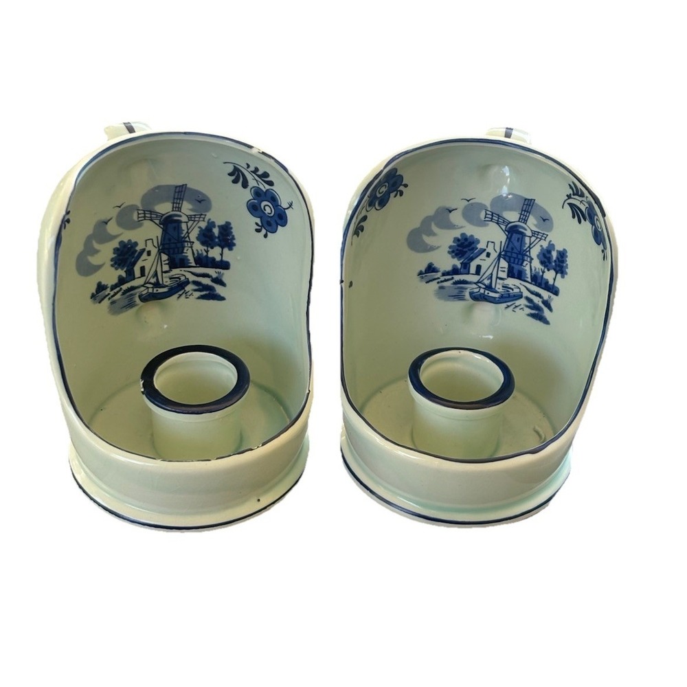 Vintage Enesco Procelain Japanese Candle Holders Windmill Design Set Of 2